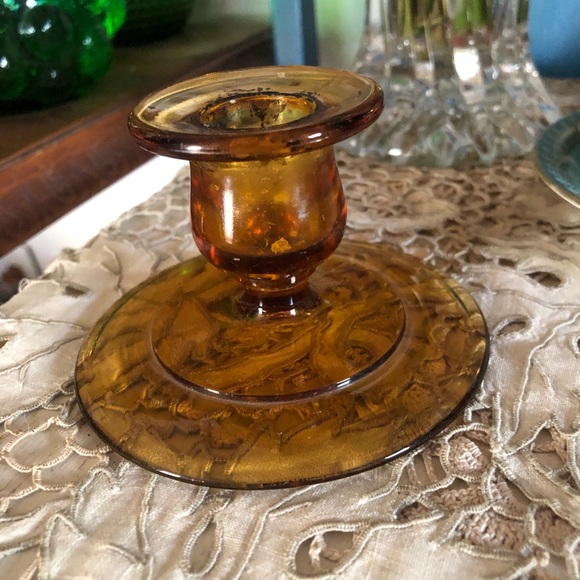 Vintage Accents Vintage Amber Glass Candle Holder Poshmark